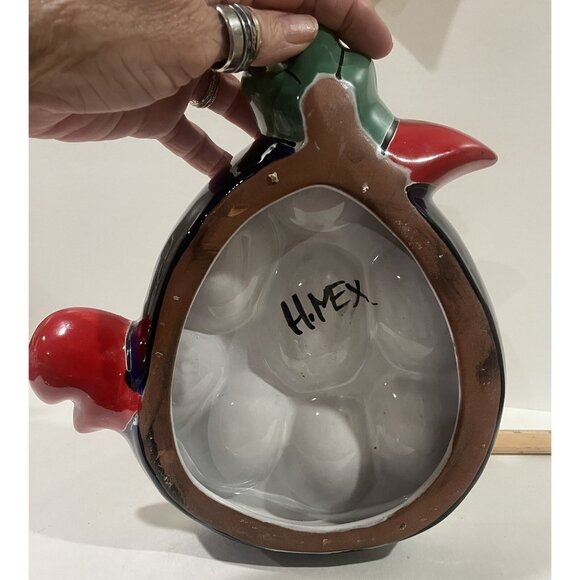 Handmade Talavera Ceramic Chicken Serving egg Dish 10" Colorful Floral Design - Picture 5 of 6